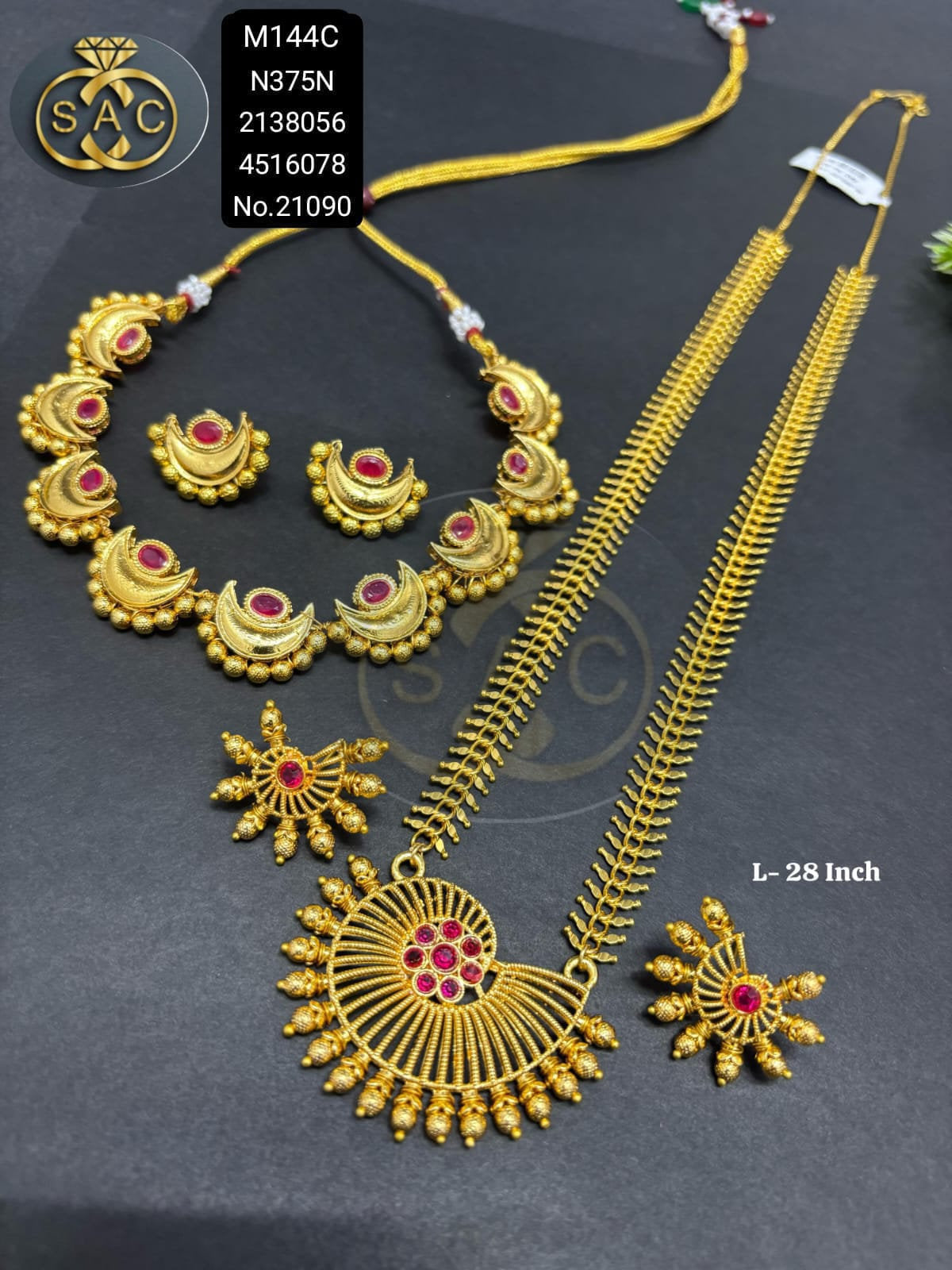 Handmade Chandrakor Necklace Durva Har Combo Set