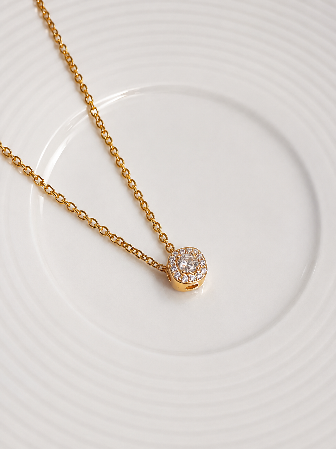 Diamond Halo 18KT Gold Plated Chain