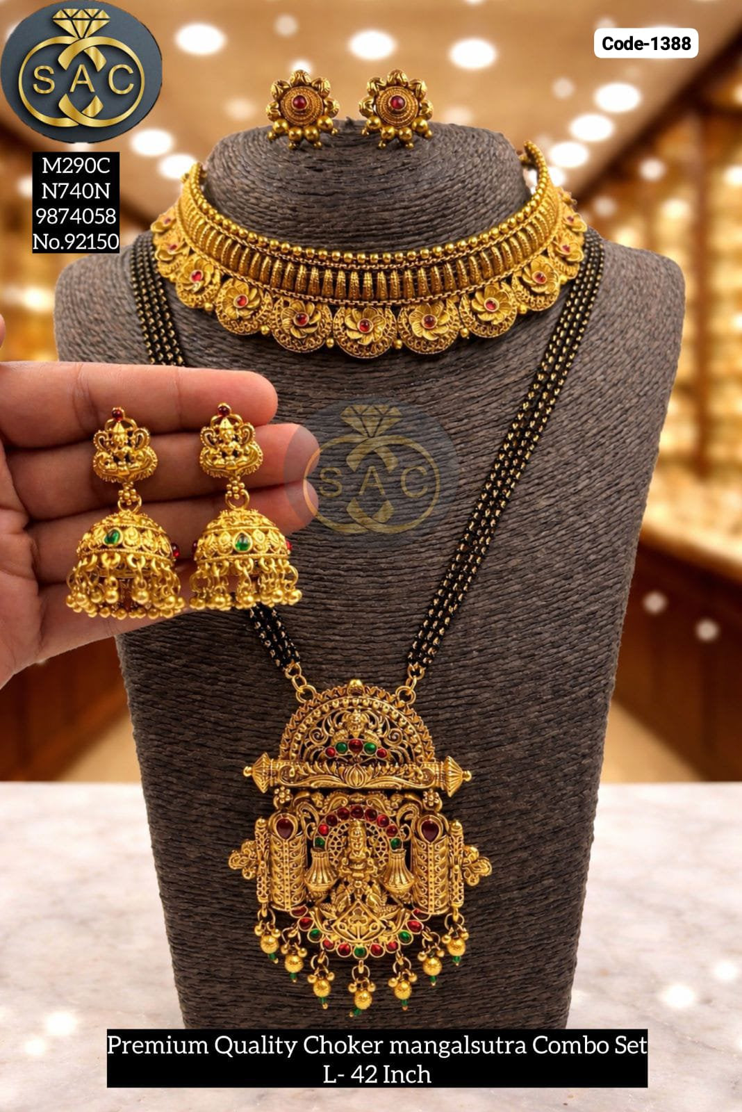 Premium Quality Heritage Choker Mangalsutra combo set - 1388