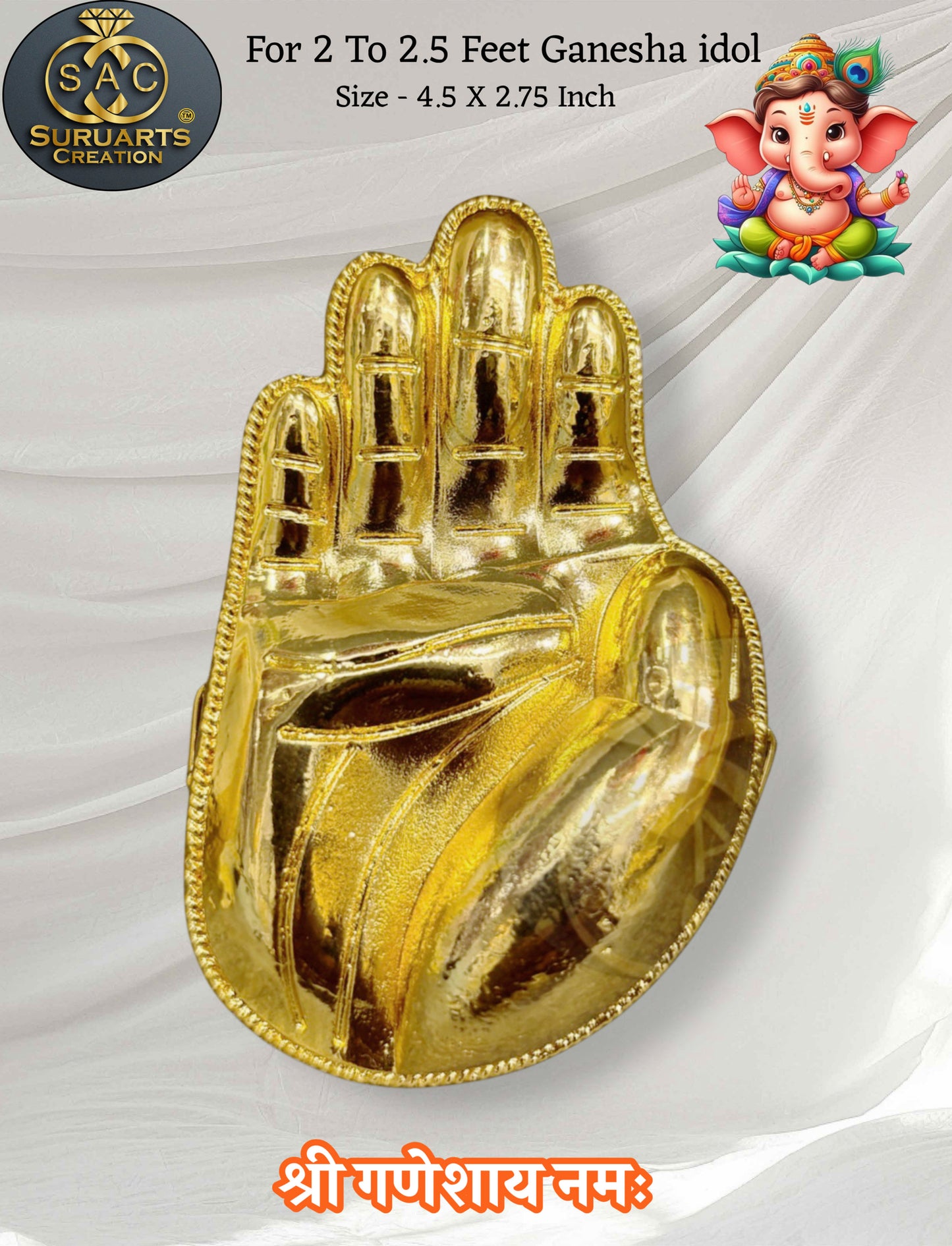 Gold Plated Aashirvad Hand for 2–2.5 Feet Ganesha Idol |