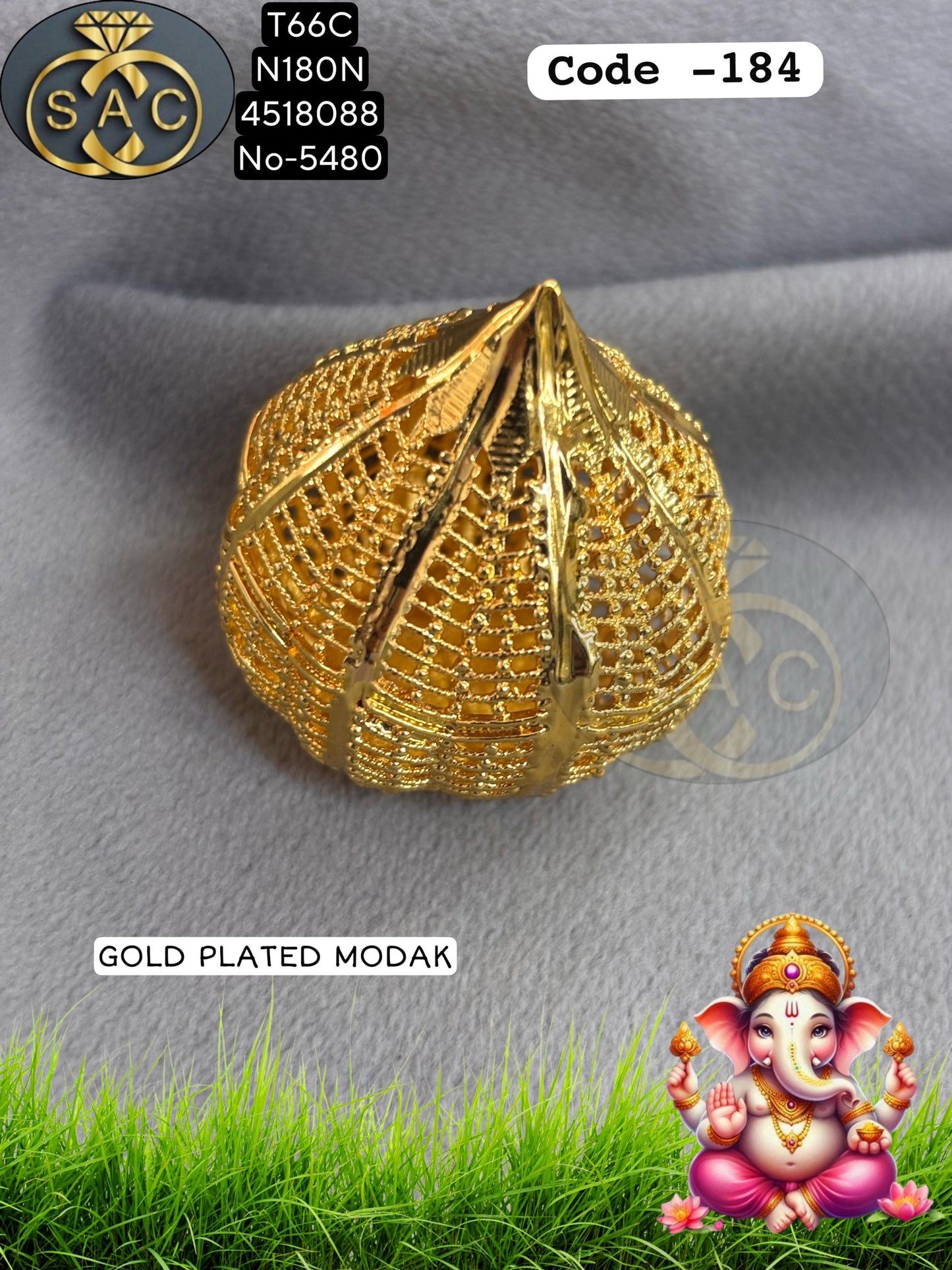 GOLD PLATED GANESHA MODAK - 184
