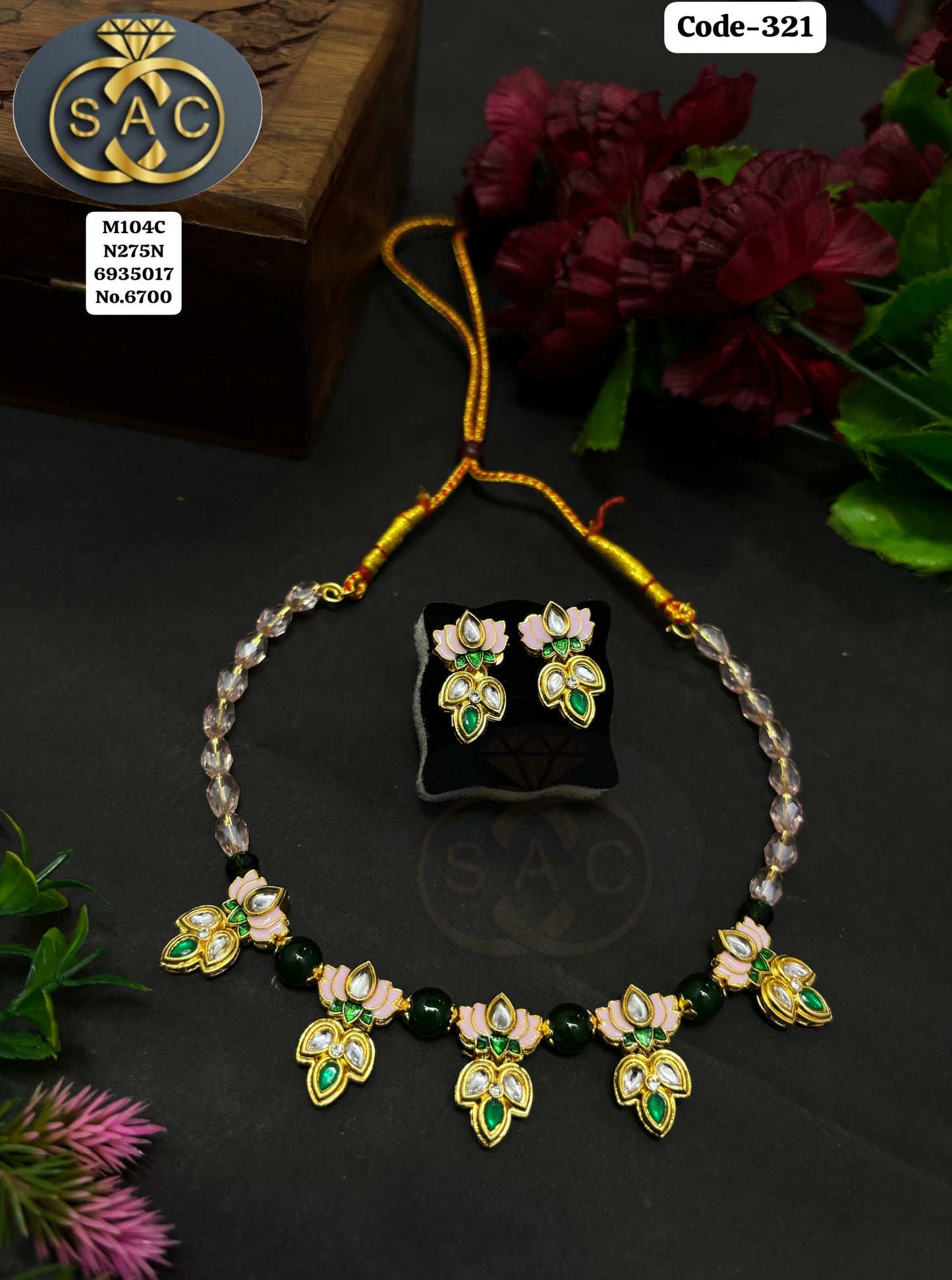 Handmade कमल necklace - 321