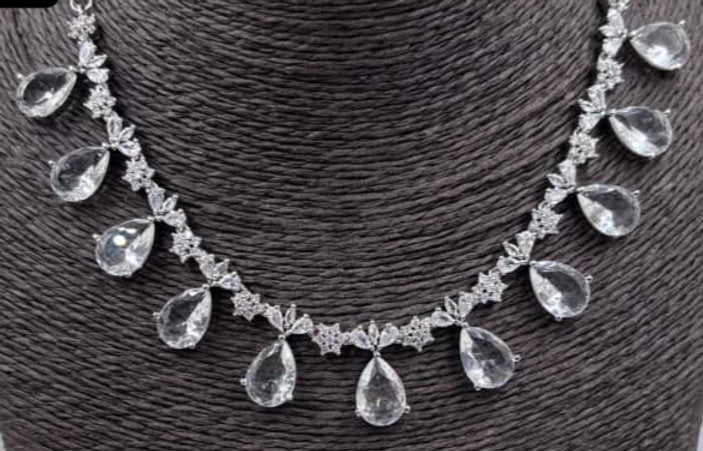 Fancy AD stone Necklace set - 1226