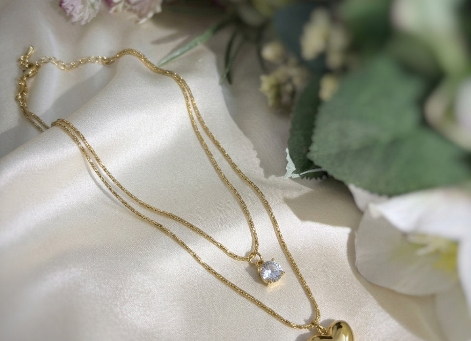 Elegant Heart Layer Necklace – 18 KT Gold Plated