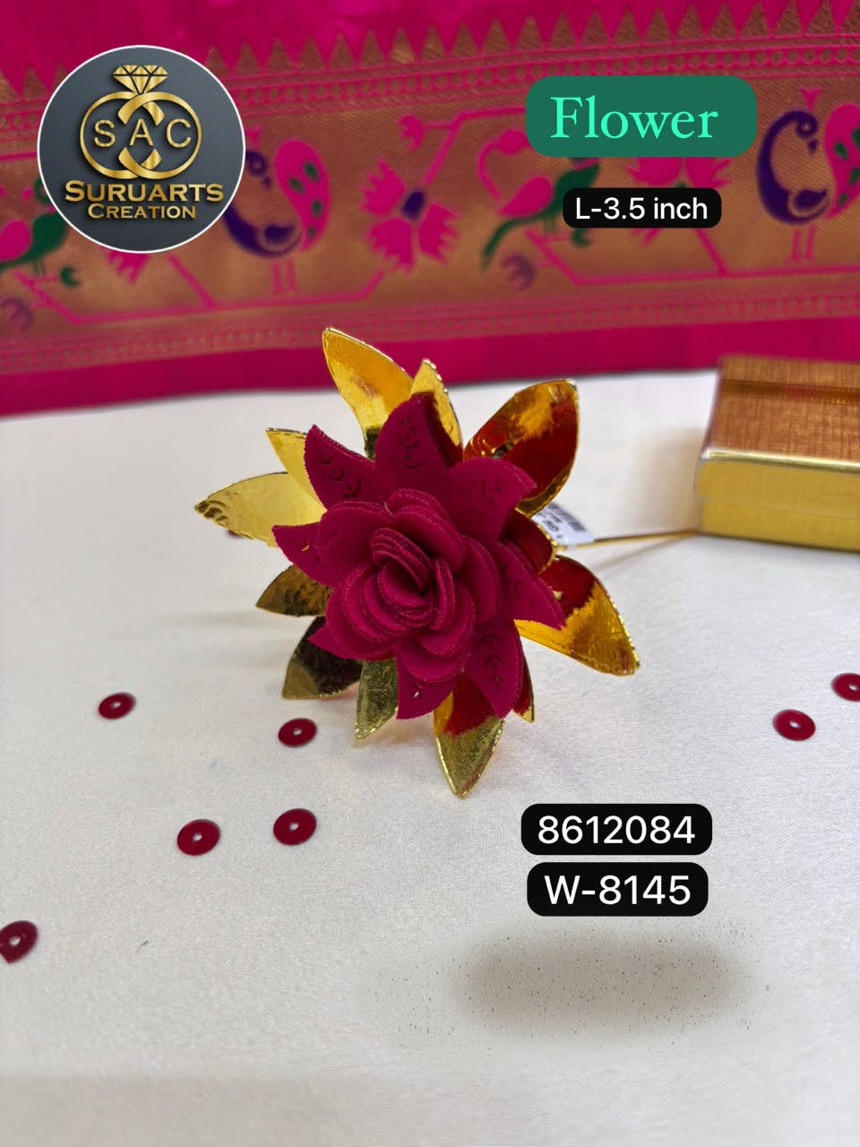 Gold Plated Ganesh Flower – 3.5 Inch | Premium Copper Floral Decoration
