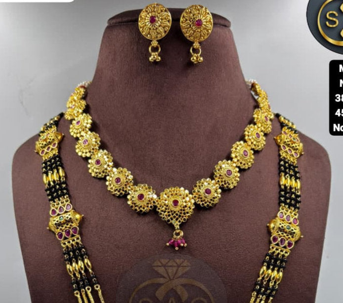 Micro Gold Mangalsutra combo Set - 1034