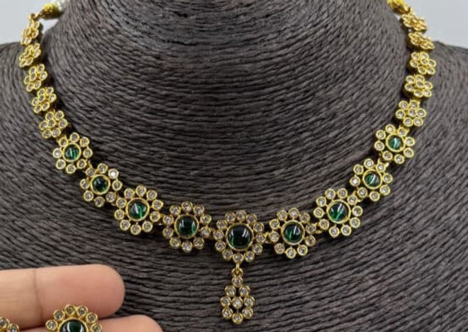 Fancy AD stone Necklace set - 1224